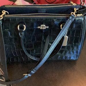 Coach Crocodile Embossed Leather Surrey Carryall Bag